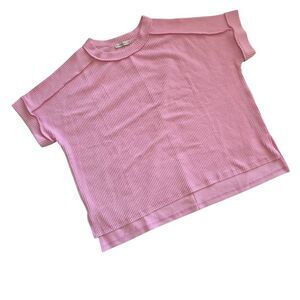 Zenana Round Collar Boxie Top Pink Large/XLarge